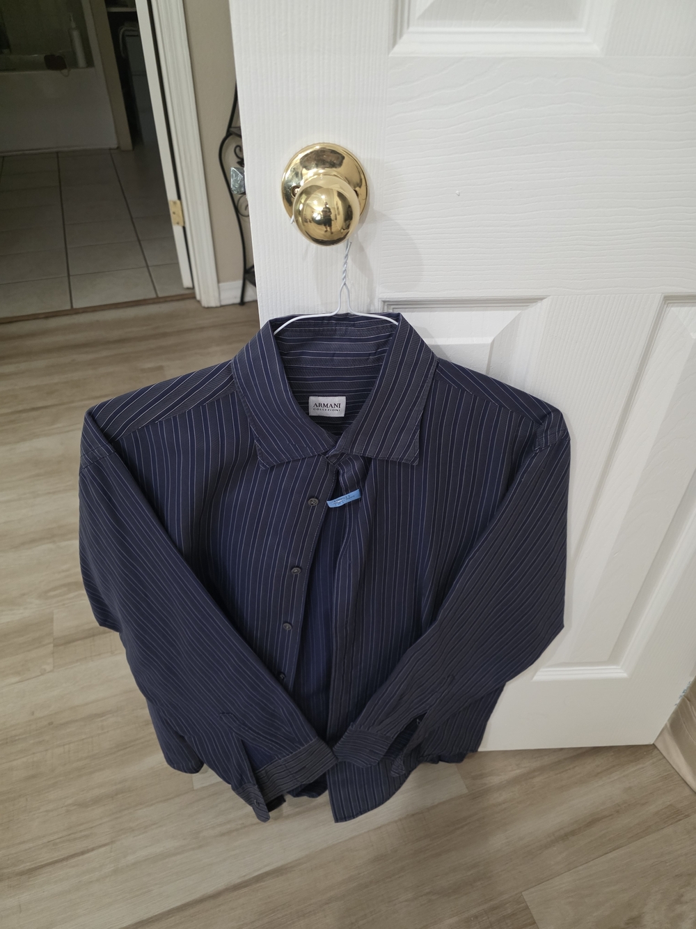 Armani Collezioni Navy Pinstripe Dress Shirt